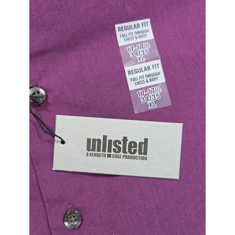 Unlisted Men XL Raspberry Purple Dress Shirt NWT Regular Fit 17-17.5 - Picture 8 of 11